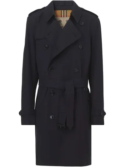 Burberry Kensington Cotton Trench Coat In Blue