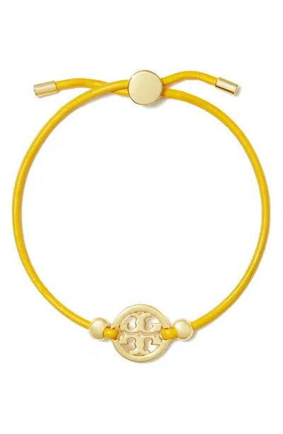 Tory Burch Miller Logo Slider Bracelet In Tory Gold/goldfinch