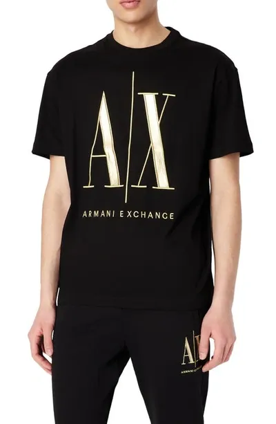 Armani Exchange Icon Cotton Graphic Logo Tee In Black