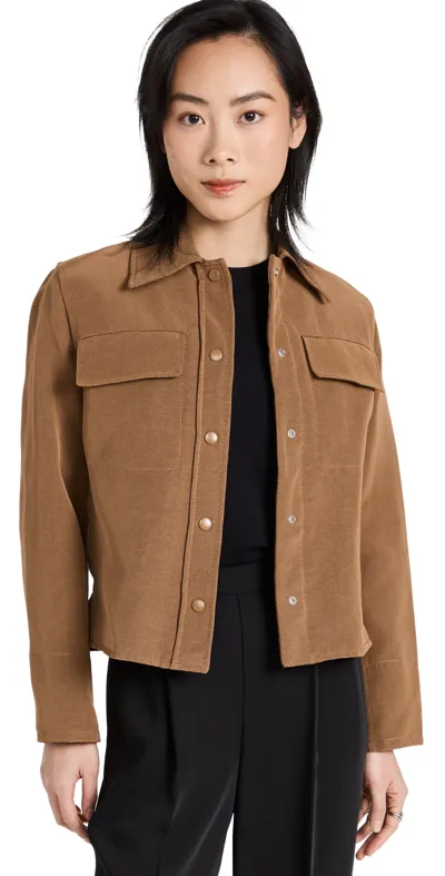 Vince Textured Shirt Jacket In Amber Wave