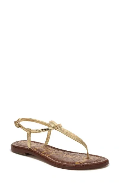 Sam Edelman Gigi Womens Embossed Metallic Thong Sandals In Amber