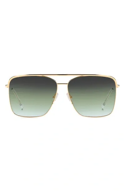 Isabel Marant Wild Metal 62mm Gradient Oversize Rectangular Sunglasses In Gold/green Gradient