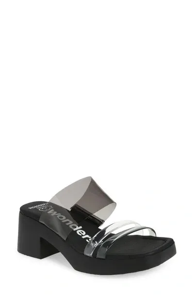 Wonders D-1002 Platform Slide Sandal In Black