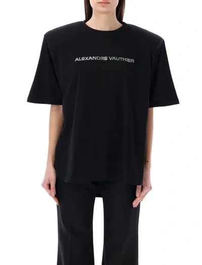 Alexandre Vauthier Logo Cotton Jersey T-shirt In Black