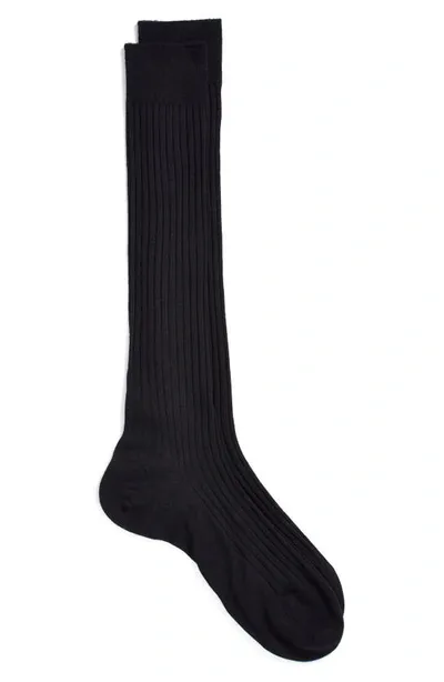 Pantherella Merino Wool Blend Over-the-knee Dress Socks In Black