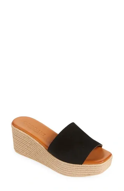 Cordani Bibi Espadrille Wedge Slide Sandal In Black Suede