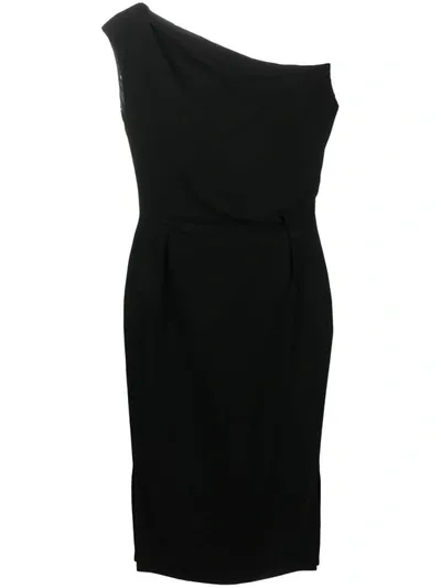 Alexandre Vauthier One-shoulder Draped Midi Dress In Black