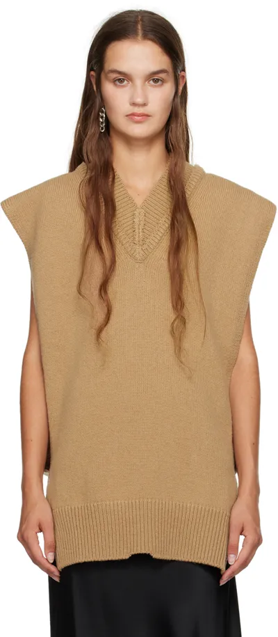 Maison Margiela V-neck Vest In Brown