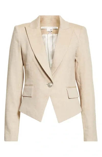 Veronica Beard Hosanna Dickey Short One Button Blazer In Khaki Melange