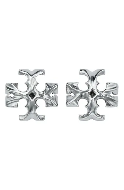 Tory Burch Women's Roxanne Silvertone Logo Stud Earrings In Tory Silver