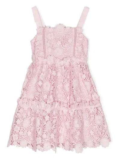 Self-portrait Self Portrait Girls Pink Kids Bow-strap Lace Mini Dress 3-12 Years