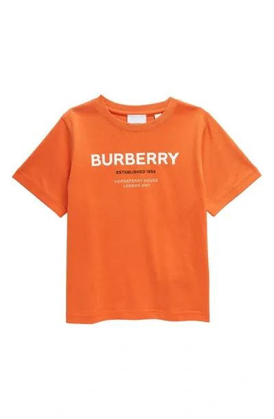 Burberry Kids' Cedar Horseferry Logo Cotton Graphic Tee In Light Coral Orang