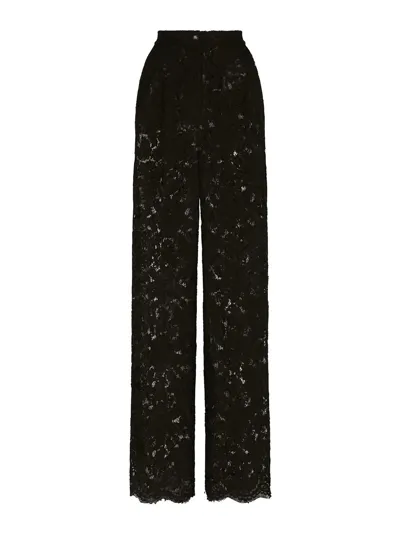 Dolce & Gabbana Lace Tailored Trousers In Black