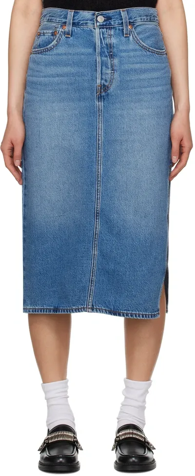 Levi's Mid-rise Denim Mid Skirt In Blu