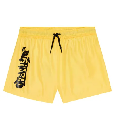 Off-white Kids' Logo-print Swim Shorts In Yellow