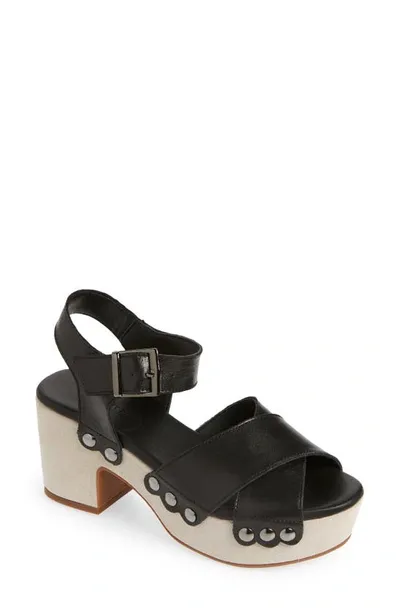 Chocolat Blu Gretta Block Heel Platform Sandal In Black Leather