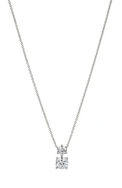 Nadri Double Solitaire Pendant Necklace In Rhodium