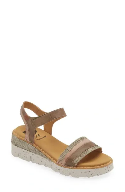 On Foot Catalina Wedge Sandal In Kaki Khaki Combo