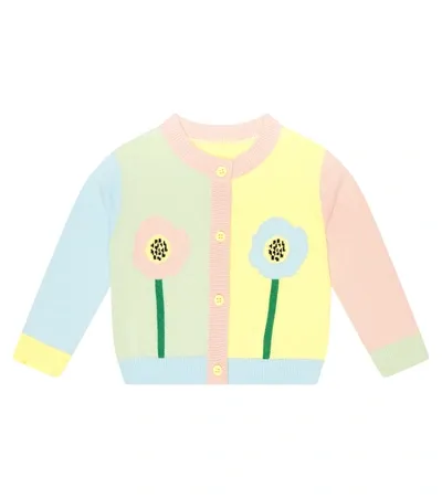 Stella Mccartney Baby Jacquard Cotton Cardigan In Yellow