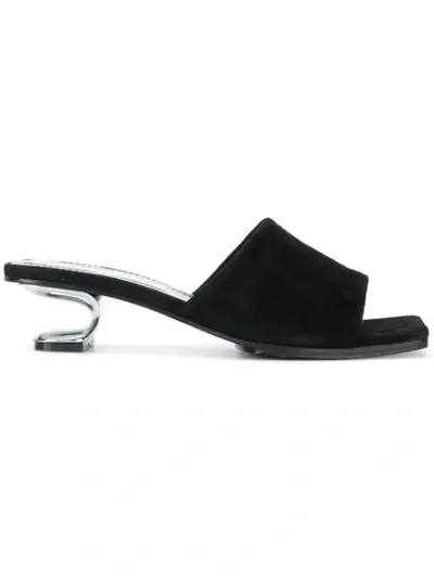 Nicole Saldaã±a Sarah Metal Cutout Suede Slide Sandals In Black