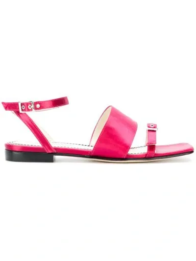 Nicole Saldaã±a Buckled Satin Sandals In Pink