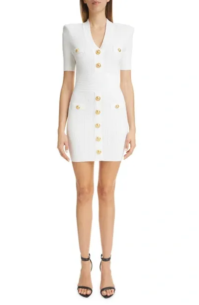 Balmain Knitted Dress With Buttons In White