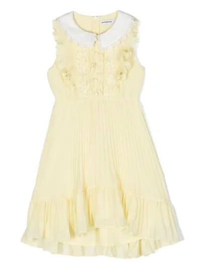 Self-portrait Kids' Kleid Aus Guipure-spitze In Yellow