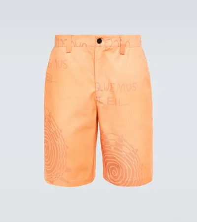 Jacquemus Le Short Tecido Printed Cotton Shorts In Orange