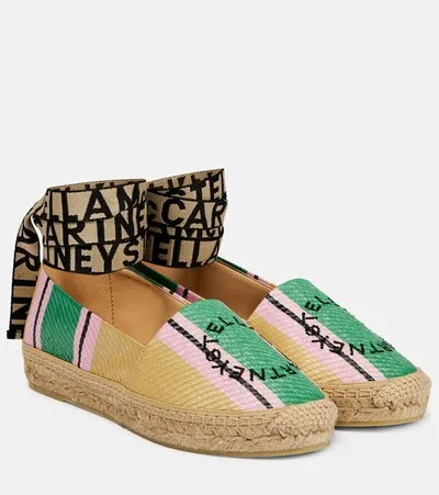 Stella Mccartney Gaia Striped Raffia Espadrilles In Green