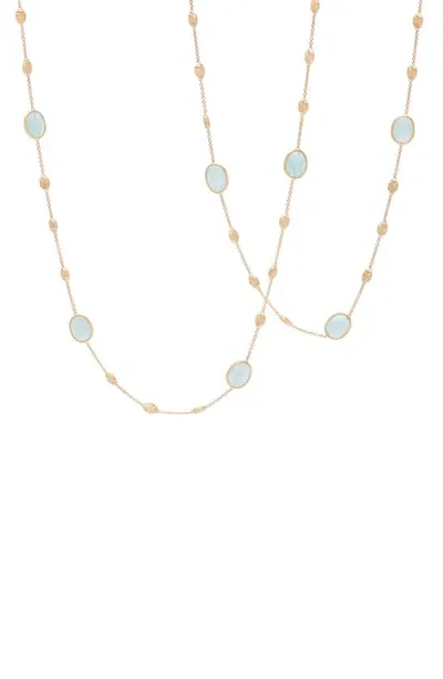 Marco Bicego 18k Yellow Gold Siviglia Aquamarine Beaded Strand Necklace, 36l In Blue