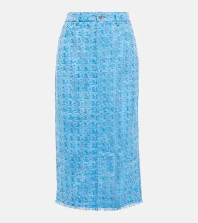 Staud Blue Guinevere Midi Skirt In Pacific