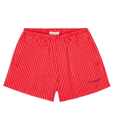 Caramel Kids' Kohlrabi Striped Swim Trunks In Red Stripe