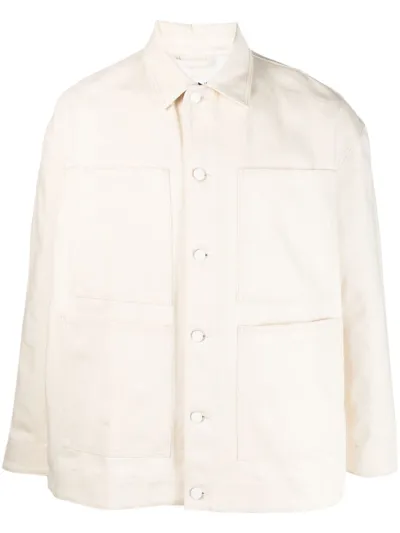 Sunnei Longsleeved Cotton Shirt Jacket In Ecru