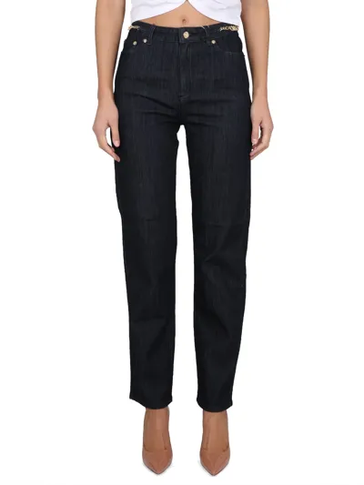 Michael Michael Kors Straight-leg Chain-detail Jeans In Denim