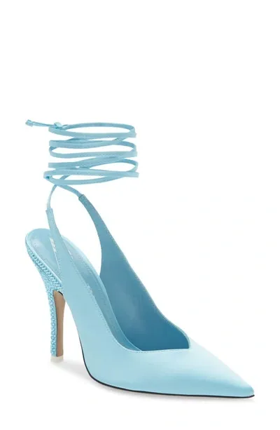 Attico Ankle Wrap Pointed Toe Slingback Pump In Light Blue