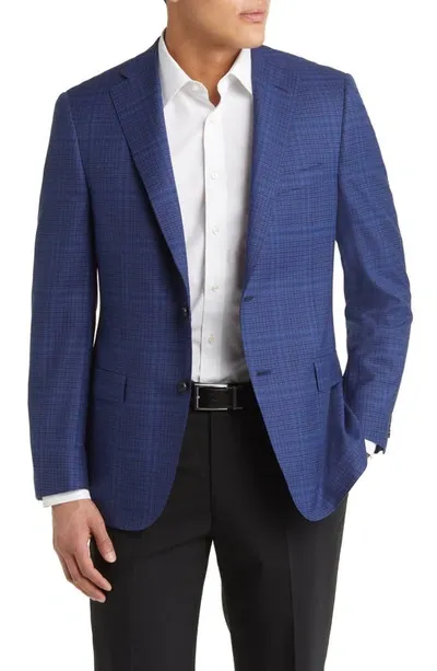 Hickey Freeman Check Over Check Wool Sportcoat In Dark Blue