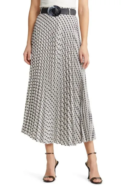 Nikki Lund Brit Print Pleated Maxi Skirt In Black