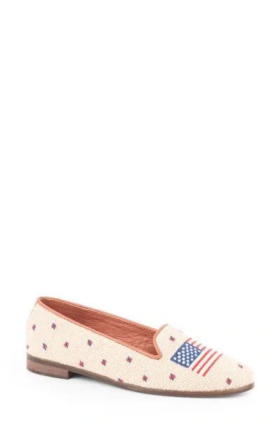 Bypaige Needlepoint American Flag Loafer In Tan