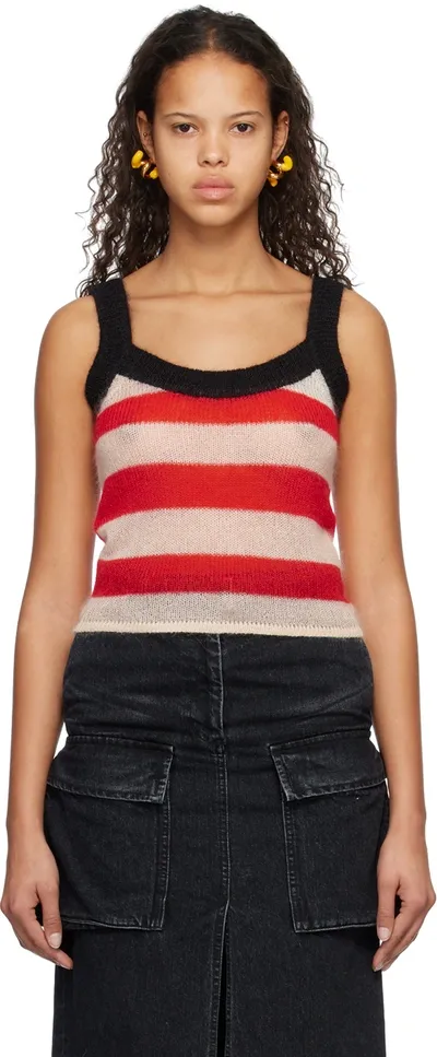 Sunnei Striped-knit Tank Top In White