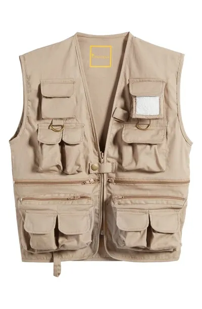 King + Lola Kids' Cotton Blend Utility Vest In Khaki