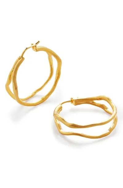 Monica Vinader Large Root Double Hoop Earrings In Gold