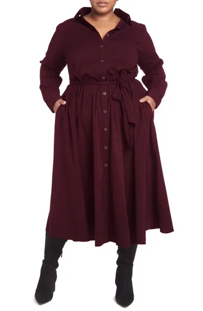 Pari Passu Poplin Shirtdress In Bordeaux