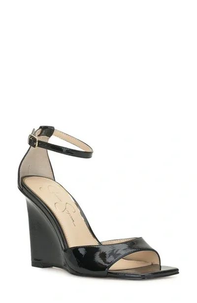 Jessica Simpson Leehi Ankle Strap Wedge Sandal In Black