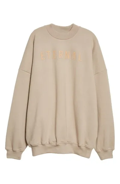 Fear Of God Eternal Logo-flocked Cotton-jersey T-shirt In Beige