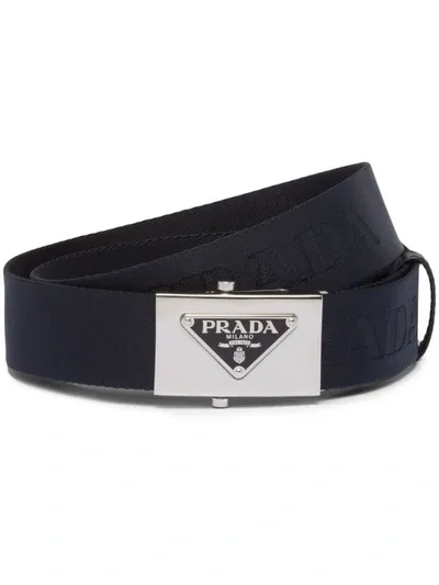 Prada Woven Nylon Belt In Blue