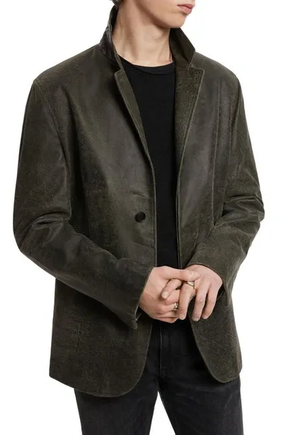 John Varvatos Concealed Packet Slim Fit Leather Jacket In Legume