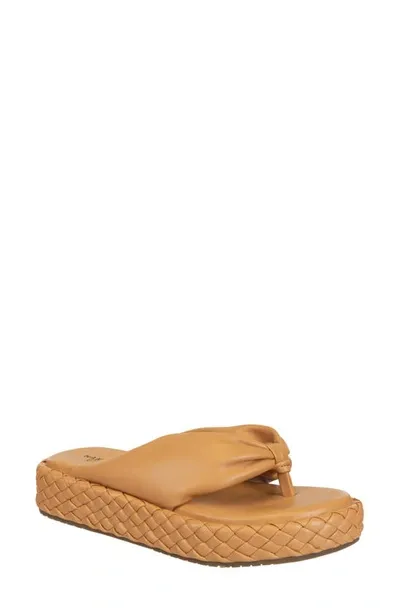 Naked Feet Costa Platform Flip Flop In Camel