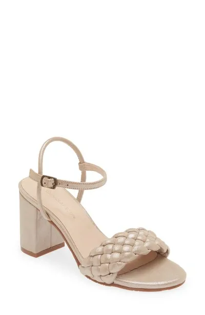 Chocolat Blu Chaya Braided Block Heel Sandal In Champagne Leather