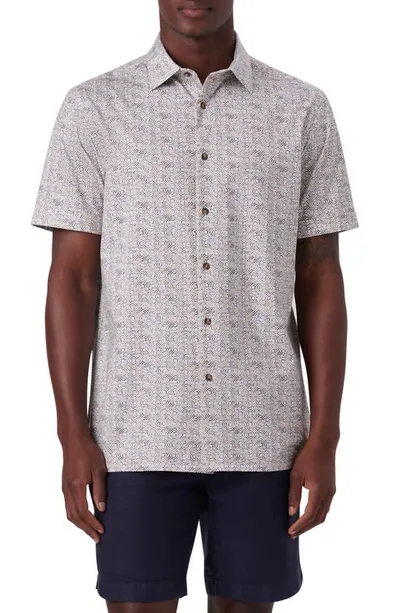 Bugatchi Ooohcotton® Short Sleeve Button-up Shirt In Platinum