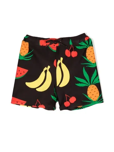 Mini Rodini Kids' Fruits Swim Trunks In Brown